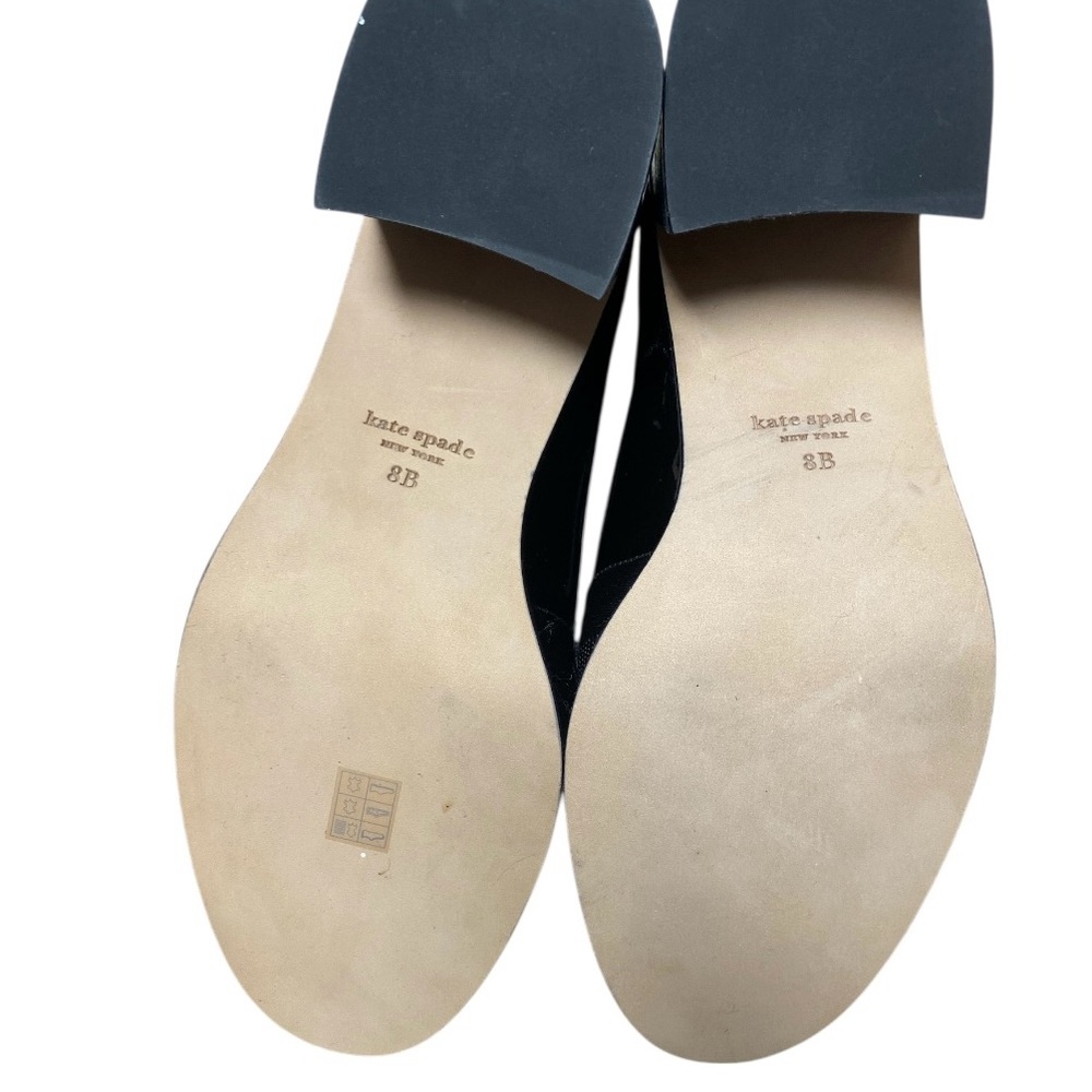 Kate Spade Leandra Heel Black Patent Loafers with Bow Accent - Picture 4 of 6
